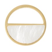 Breloque ronde évidée 12 mm avec nacre - Acier inoxydable 316L Doré x1