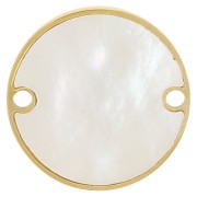 Intercalaire rond 15 mm avec nacre - Acier inoxydable 316L Doré x1