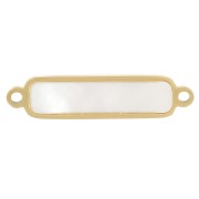 Intercalaire rectangle 18x4 mm avec nacre - Acier inoxydable 316L Doré x1