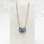 Intercalaire rectangle 18x4 mm avec nacre - Acier inoxydable 316L Doré x1