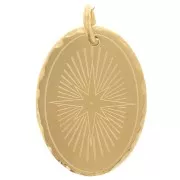 Pendentif ovale 18x13 mm motif étoile du nord - Acier inoxydable 304 Doré x1