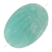 Perle ovale gravée scarabée 16x12 mm en pierre gemme - Amazonite x1|raw }}