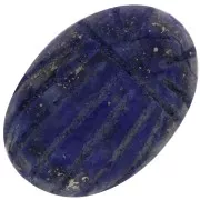Perle ovale gravée scarabée 16x12 mm en pierre gemme - Lapis lazuli x1