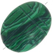 Perle ovale gravée scarabée 16x12 mm en imitation pierre gemme - Malachite x1