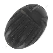 Perle ovale gravée scarabée 14x10 mm en pierre gemme - Onyx Noir x1