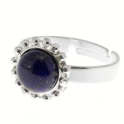Bague boules diamantées - cabochon fond plat 8 mm Taille 54 à 58 - Argenté x1