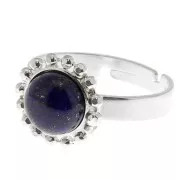 Bague boules diamantées - cabochon fond plat 8 mm Taille 54 à 58 - Argenté x1