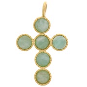 Pendentif croix 25x15 mm pour 6 cabochons fond plat 4 mm - Doré à l'or fin x1