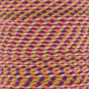 Cordon en coton tressé 2 mm - Rose fluo - Violet - Ocre - Blanc x1m