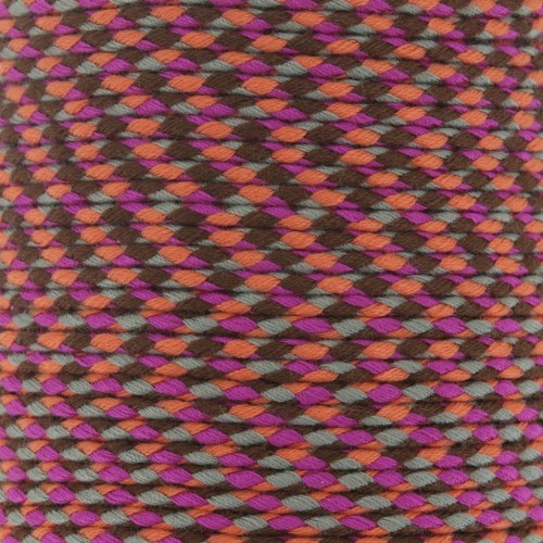 Cordon en coton tressé 2 mm - Fuchsia - Orange - Gris - Marron x1m