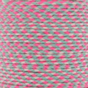 Cordon en coton tressé 2 mm - Rose fluo - Gris - Blanc x1m