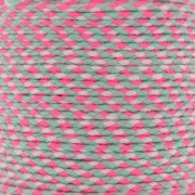 Cordon en coton tressé 2 mm - Rose fluo - Gris - Blanc x1m