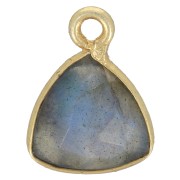 Breloque triangle 12x9mm en pierre gemme facettée - Doré à l'or fin - Labradorite|raw }}