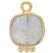 Breloque carrée 14x9mm pierre gemme facettée - Doré à l'or fin - Pierre de lune x1|raw }}