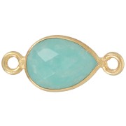 Intercalaire goutte facetté 13x8 mm pierre gemme - Doré à l'or fin - Amazonite|raw }}