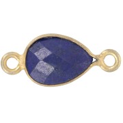 Intercalaire goutte 13x8 mm en pierre gemme - Doré à l'or fin - Lapis lazuli x1|raw }}