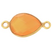 Intercalaire goutte 13x8 mm en imitation pierre gemme - Doré Or fin - Cornaline|raw }}