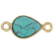 Intercalaire goutte 13x8mm imitation pierre gemme - Doré à l'or fin - Turquoise|raw }}