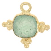 Breloque carrée 13mm en pierre gemme facettée - Doré à l'or fin - Aventurine x1|raw }}