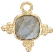 Breloque carrée 13mm en pierre gemme facettée - Doré à l'or fin - Labradorite x1|raw }}