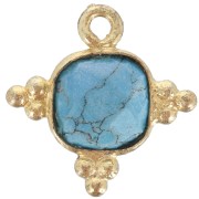 Breloque carrée 12mm imitation pierre gemme facettée - Doré à l'or fin - Turquoise|raw }}