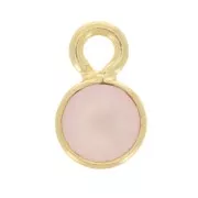 Breloque ronde facettée 5 mm en pierre gemme - Doré à l'or fin - Quartz rose x1