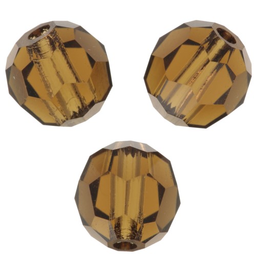 Perles rondes facettées Preciosa - Round Bead 5 mm - Smoked Topaz x15