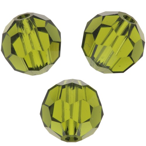 Perles rondes facettées Preciosa - Round Bead 6 mm - Olivine x6