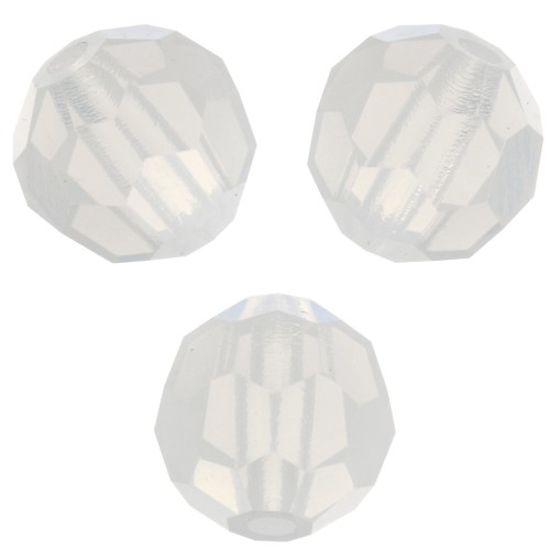 Perles rondes facettées Preciosa - Round Bead 6 mm - White Opal x6