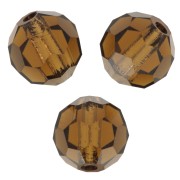 Perles rondes facettées Preciosa - Round Bead 6 mm - Smoked Topaz x6