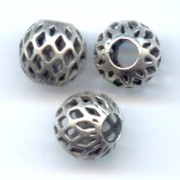 Perles rondes filigranées 8 mm - Argenté vieilli x5|raw }}