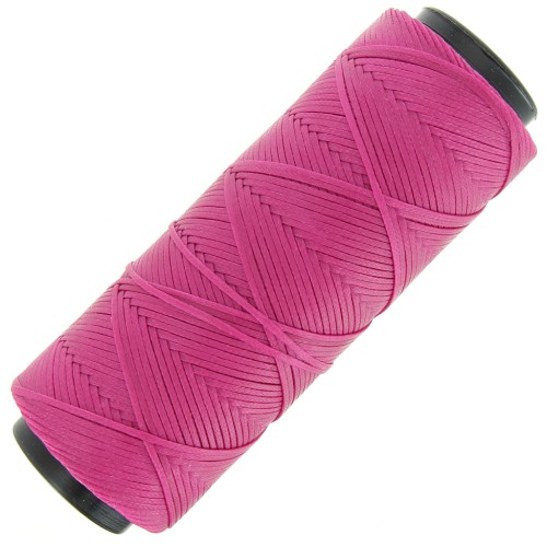 Fil plat en polyester ciré - Slam Cord pour micro macramé 1 mm - Fuchsia x100m