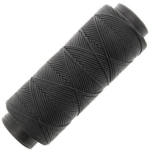 Fil plat en polyester ciré - Slam Cord pour micro macramé 1 mm - Noir x100m