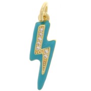 Pendentif éclair en résine époxy et oxydes de Zirconium 19x6 mm - Doré - Turquoise x1|raw }}