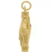 Pendentif mains entrelacées avec Oxyde de Zirconium 23x8 mm - Doré - Fuchsia x1