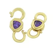 Fermoir design à clipser double ouverture 18.5x8 mm avec oxyde de Zirconium - Doré - Violet x1