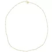 Collier maille Gourmette alternée perles rondes 2 mm Gold filled (or laminé) x46cm