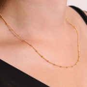 Collier maille Gourmette alternée perles rondes 2 mm Gold filled (or laminé) x46cm