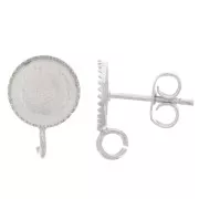 Clous d'oreilles cabochon à fond plat 8 mm - anneau ouvert - Argenté x2