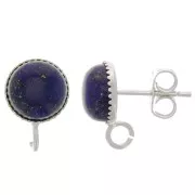 Clous d'oreilles cabochon à fond plat 8 mm - anneau ouvert - Argenté x2