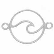 Intercalaire rond motif vague 16 mm avec 2 anneaux fermés - Argent 925 x1