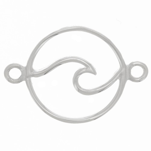 Intercalaire rond motif vague 16 mm avec 2 anneaux fermés - Argent 925 x1