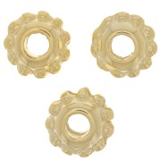 Perles rondelles effet fleur 8 mm - Doré à l'or fin x6
