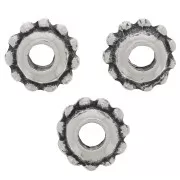 Perles rondelles effet fleur 8 mm - Argenté vieilli x6