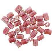 Perles tubes style Heishi céramique 7x5mm - Rouge clair irisé x5