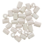 Perles tubes style Heishi en céramique 7x5 mm - Blanc irisé x5|raw }}