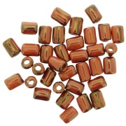 Perles tubes style Heishi en céramique 7x5mm - Orange marbré irisé x5|raw }}