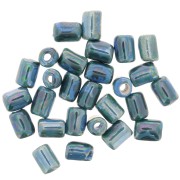 Perles tubes style Heishi en céramique 7x5 mm - Bleu marbré irisé x5|raw }}