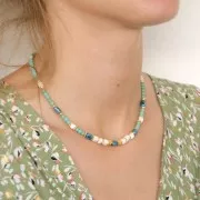 Perles cubes en céramique 5 mm - Vert foncé marbré irisé x5