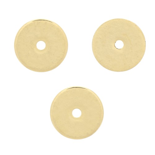 Perles rondelles Heishi - disques plats percés - 6x0.7 mm - Doré à l'or fin x50